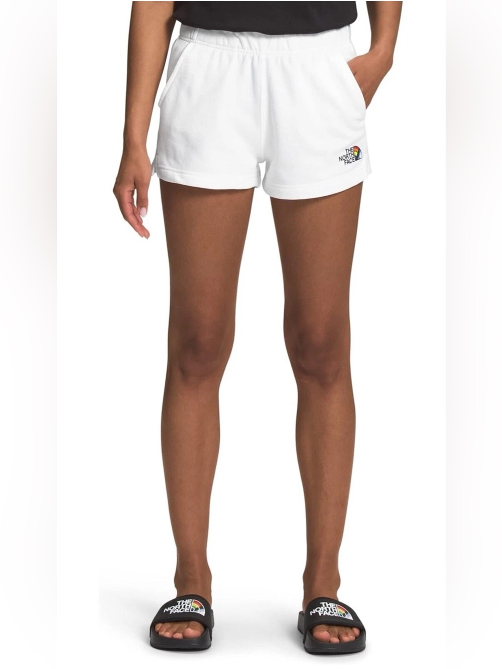 The North Face Women's Half Dome Logo Fleece Athletic Shorts - True White - Sz M - Picture 3 of 3